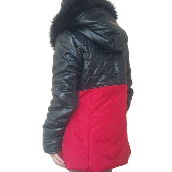 3R Streetwear Red Black Faux Fur Parka Winter Snow Large NWT - Picture 8 of 9